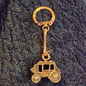 vintage Copper keychain  three-dimensional Mini stagecoach